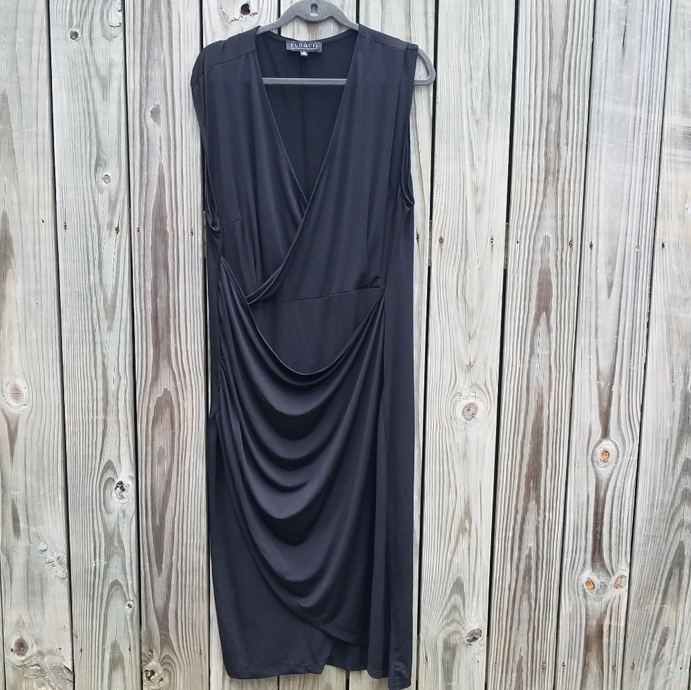 Eloquii Spandex Layered V Neck Little Black Dress